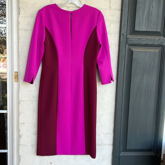 NWT Milly Hot Pink/Maroon Color Block Scuba Knit Sheath Dress Size 6 - Picture 7 of 15